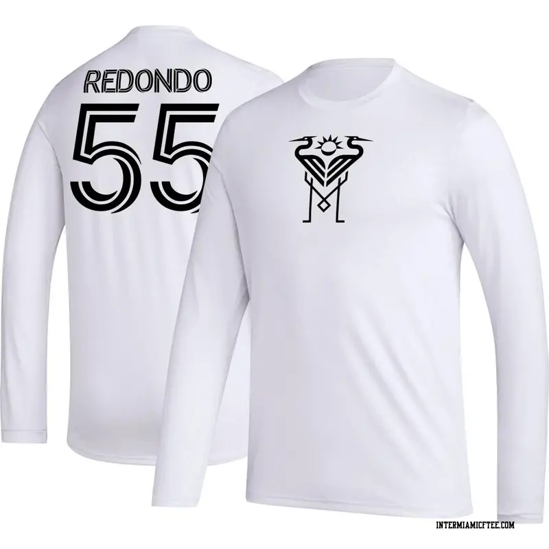Youth Inter Miami CF ＃55 Federico Redondo White AEROREADY Name & Number Long Sleeve T-Shirt
