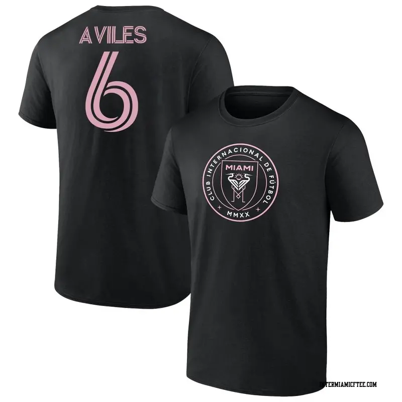 Youth Inter Miami CF ＃6 Tomás Avilés Black Name & Number T-Shirt