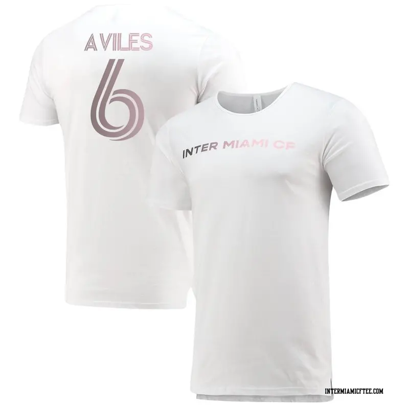 Youth Inter Miami CF ＃6 Tomás Avilés White Split Hem Name & Number T-Shirt
