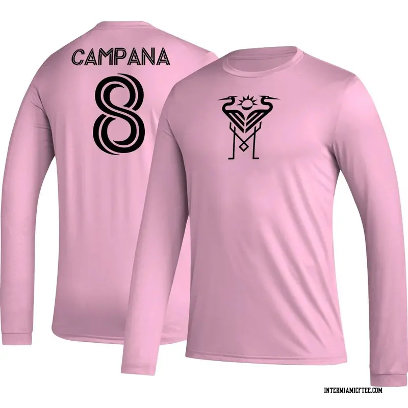Youth Inter Miami CF ＃8 Leonardo Campana Pink AEROREADY Name & Number Long Sleeve T-Shirt