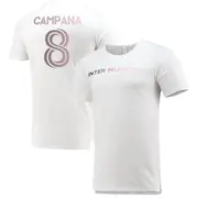 Youth Inter Miami CF ＃8 Leonardo Campana White Split Hem Name & Number T-Shirt